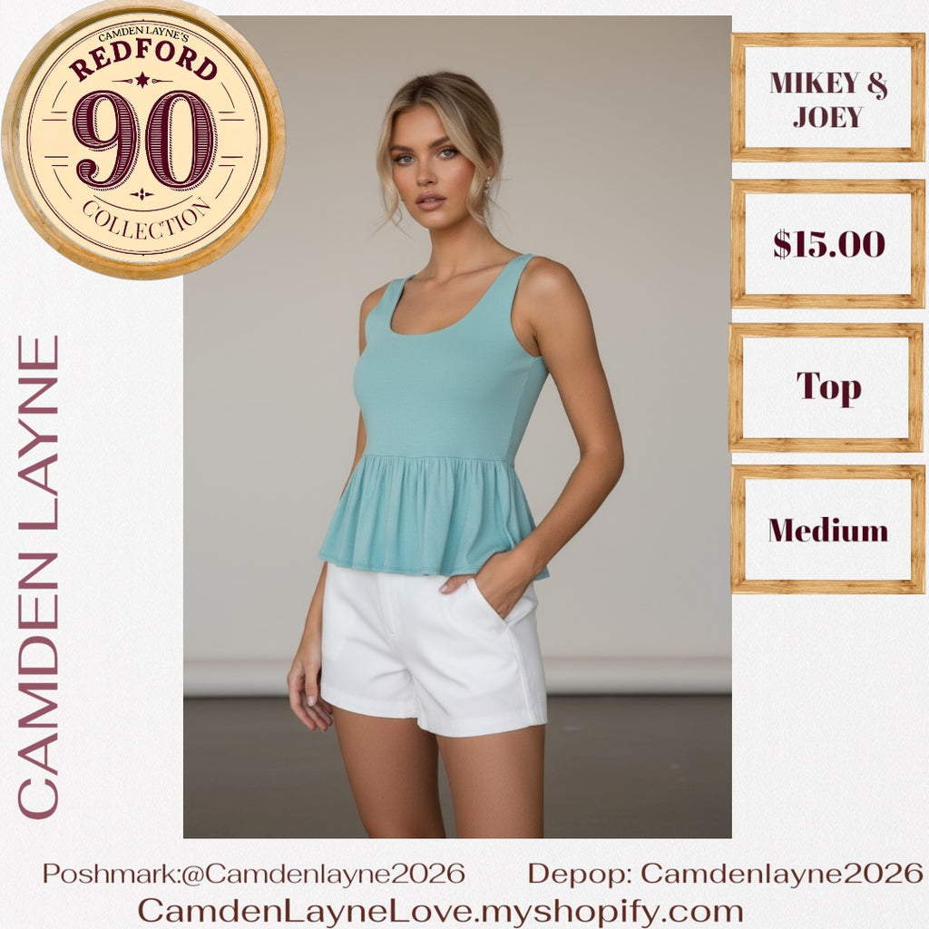 Mikey & Joey Aqua tank with pleated waist