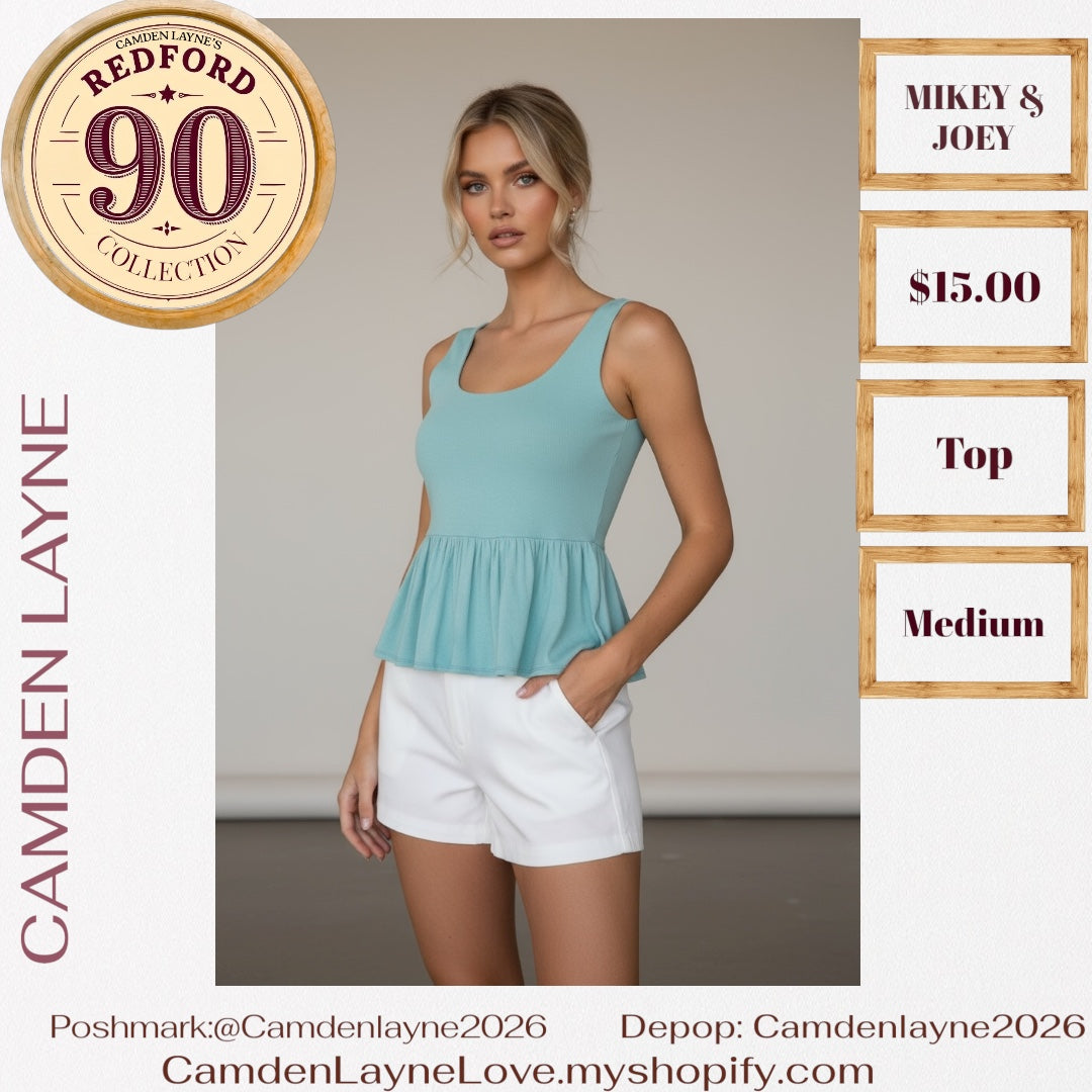 Mikey & Joey Aqua tank with pleated waist