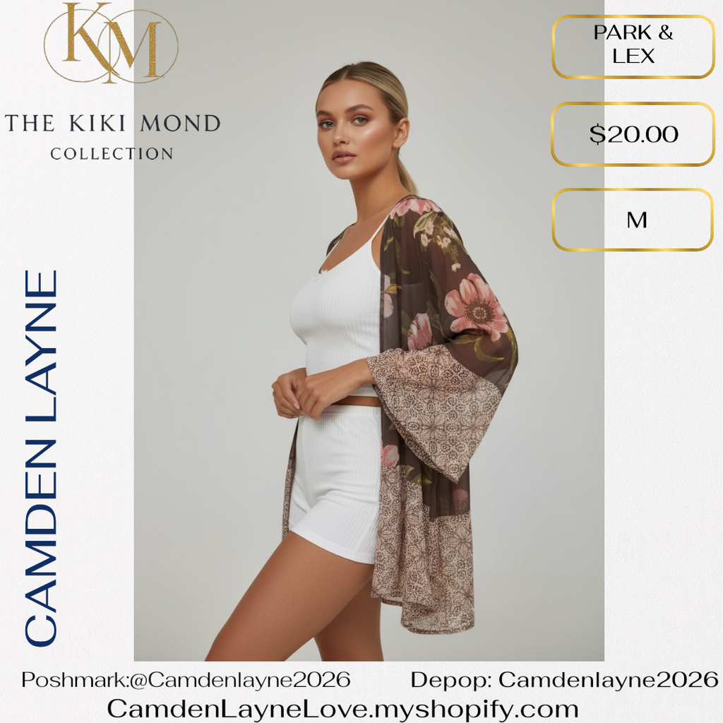 Park & Lex Brown and Floral Kimono