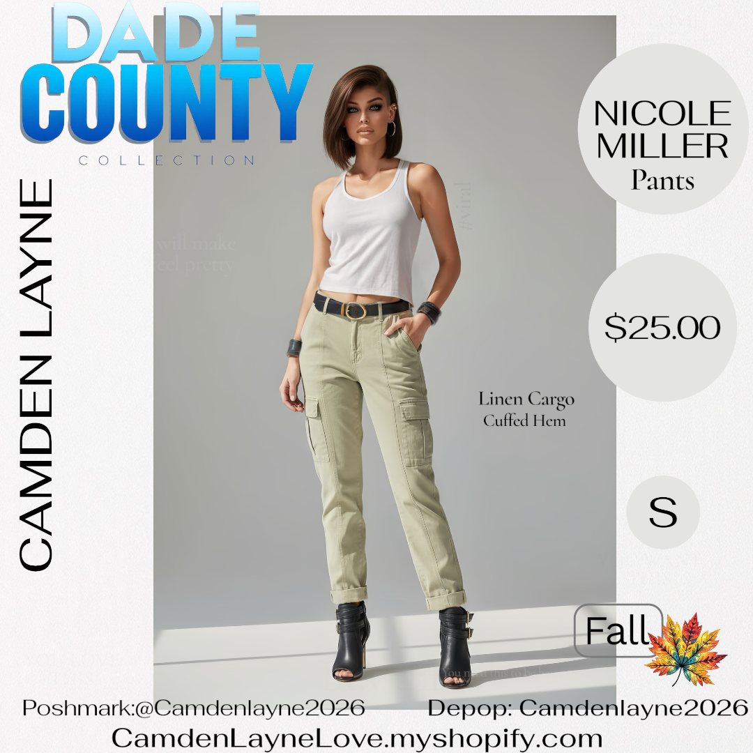 Nicole Miller Linen Cargo Pants
