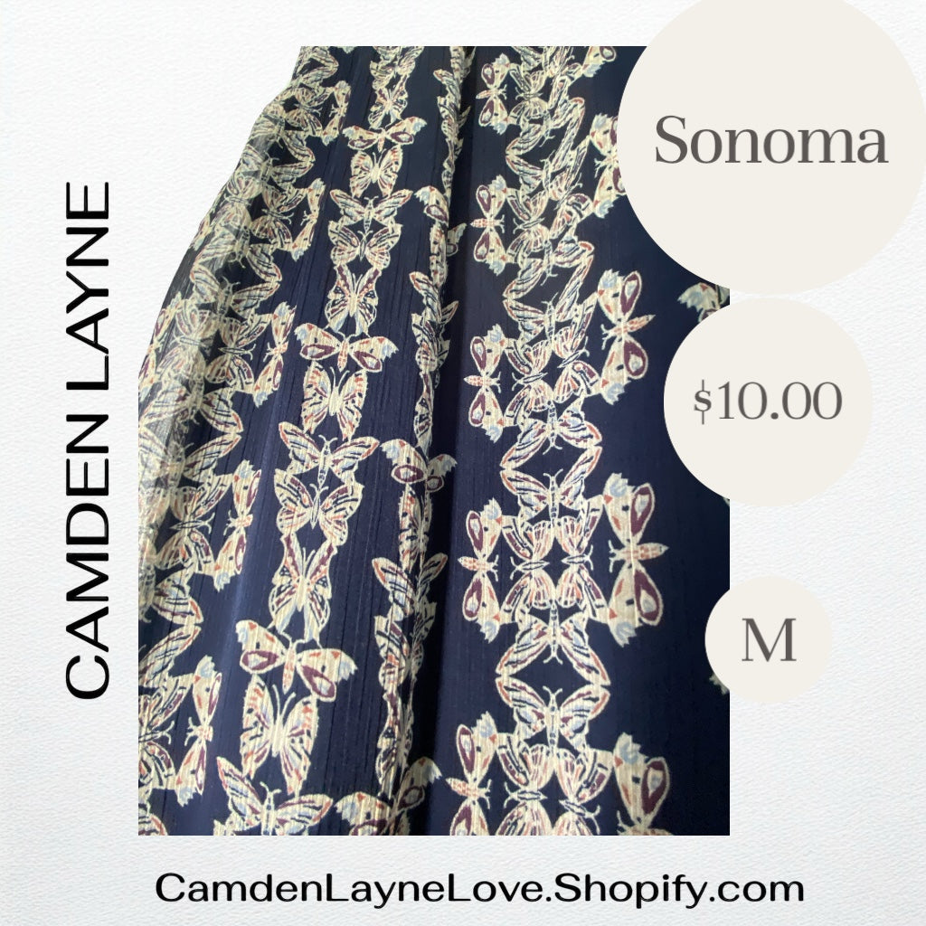 Sonoma Navy Butterfly Blouse