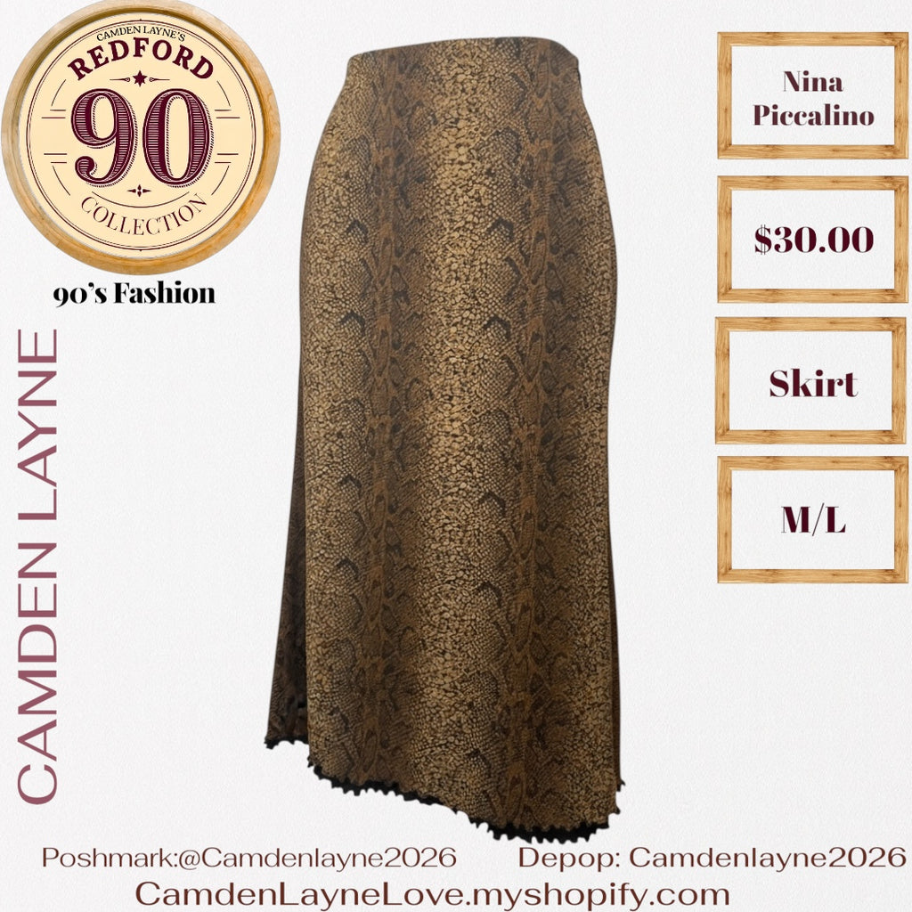 Vintage Nina Piccalino Snakeskin Print Skirt