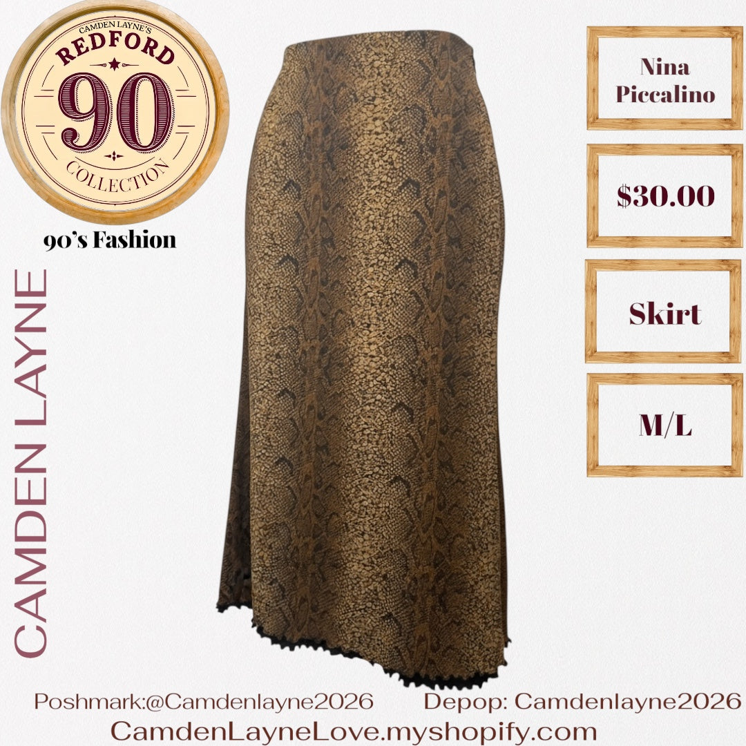 Vintage Nina Piccalino Snakeskin Print Skirt