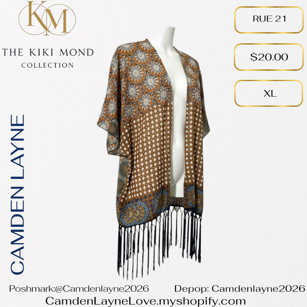 Brown  & Blue Mandala Kimono