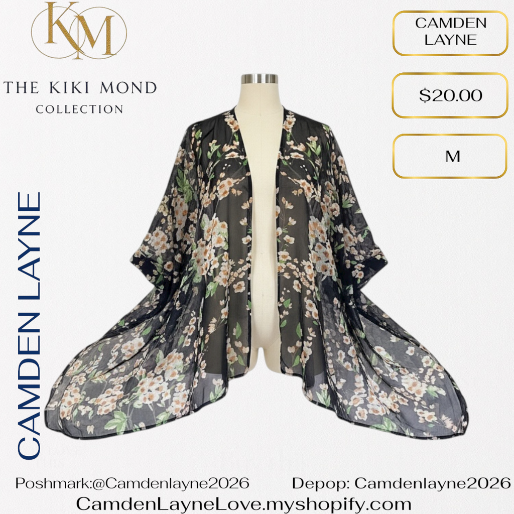 Camden Layne Navy Blossom Kimono