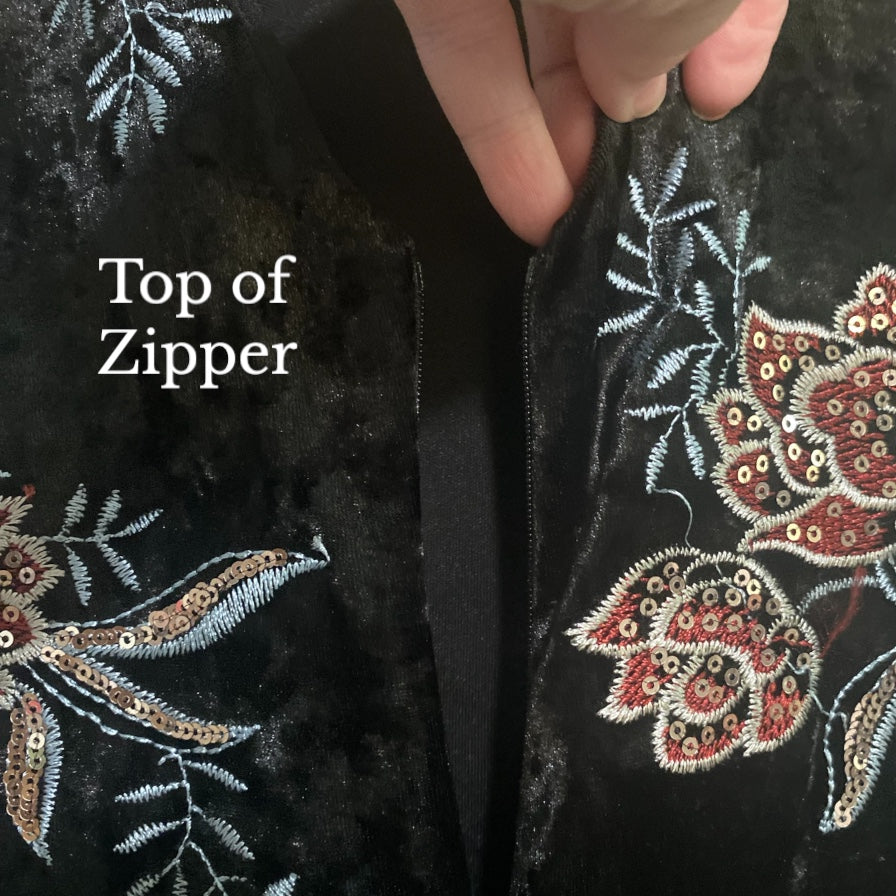 Black Velvet Sequined Cocktail Dress - Camden Layne