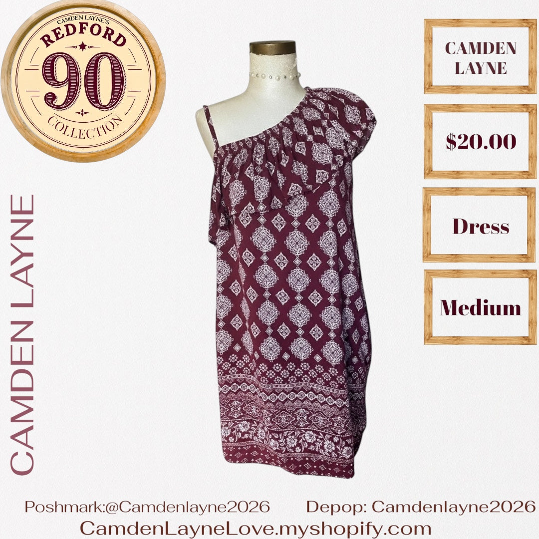 Camden Layne Burgundy off shoulder dress