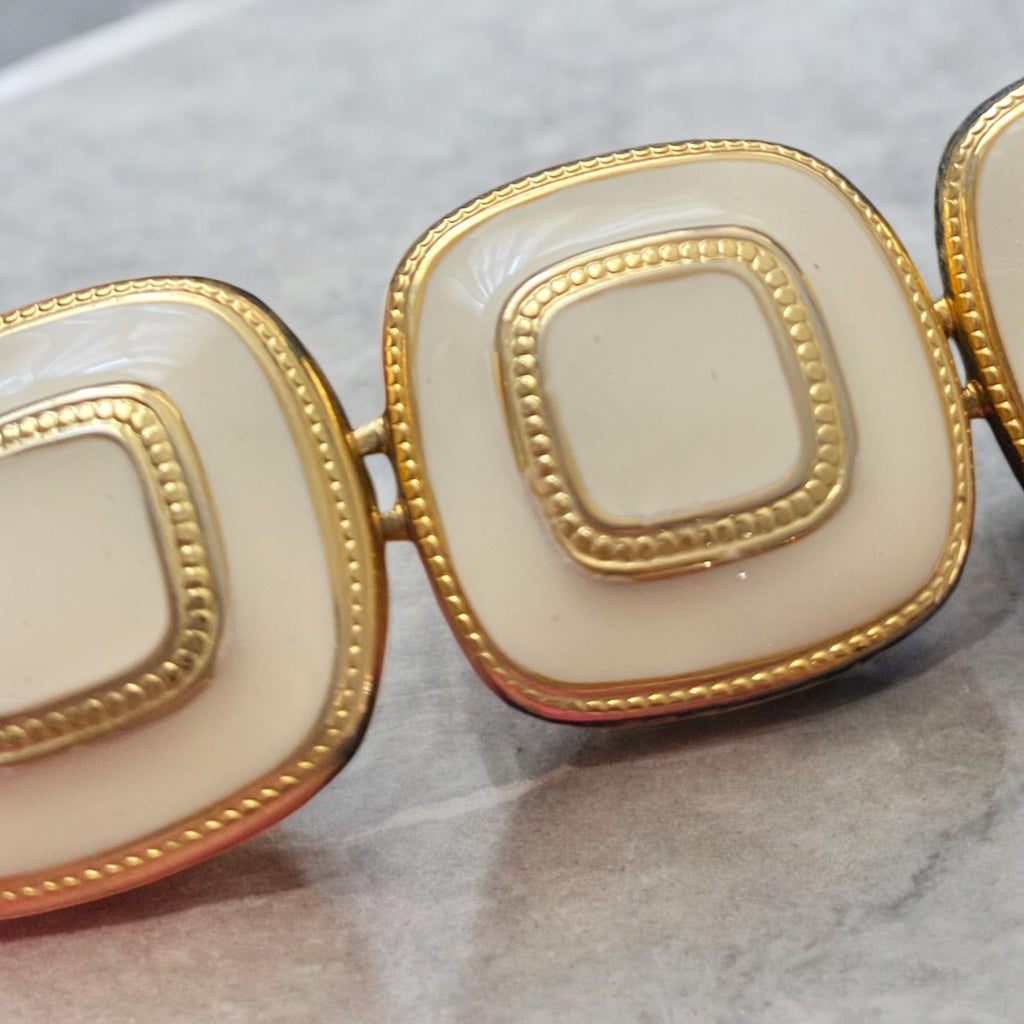 Gold & Cream Enamel Bracelet - Camden Layne