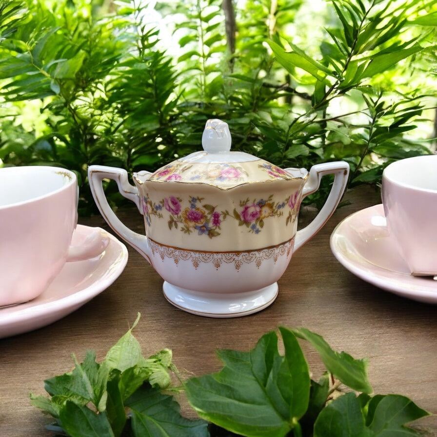 Vintage Gold Castle China Sugar Bowl - Camden Layne