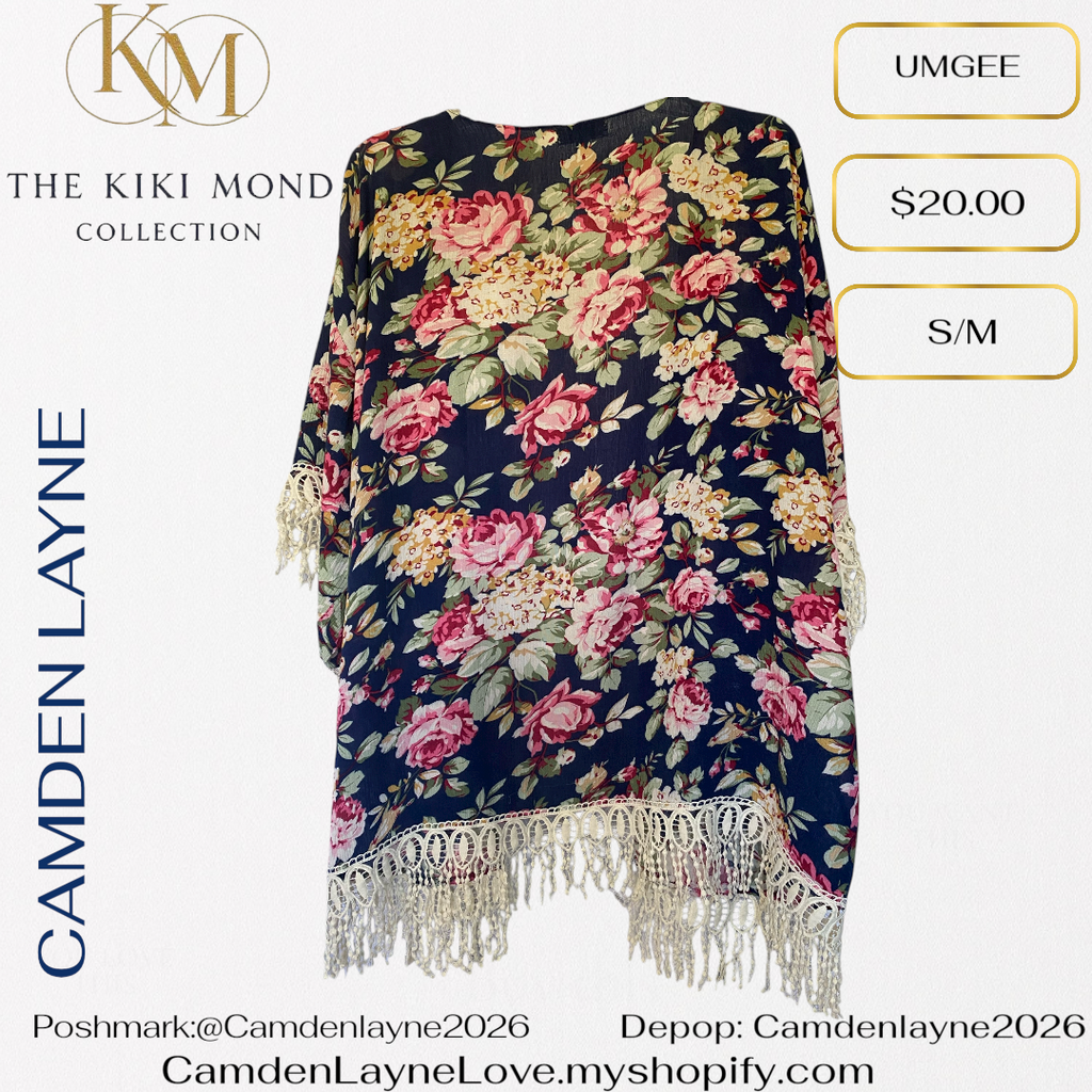 Umgee Floral Lace Bottom Kimono