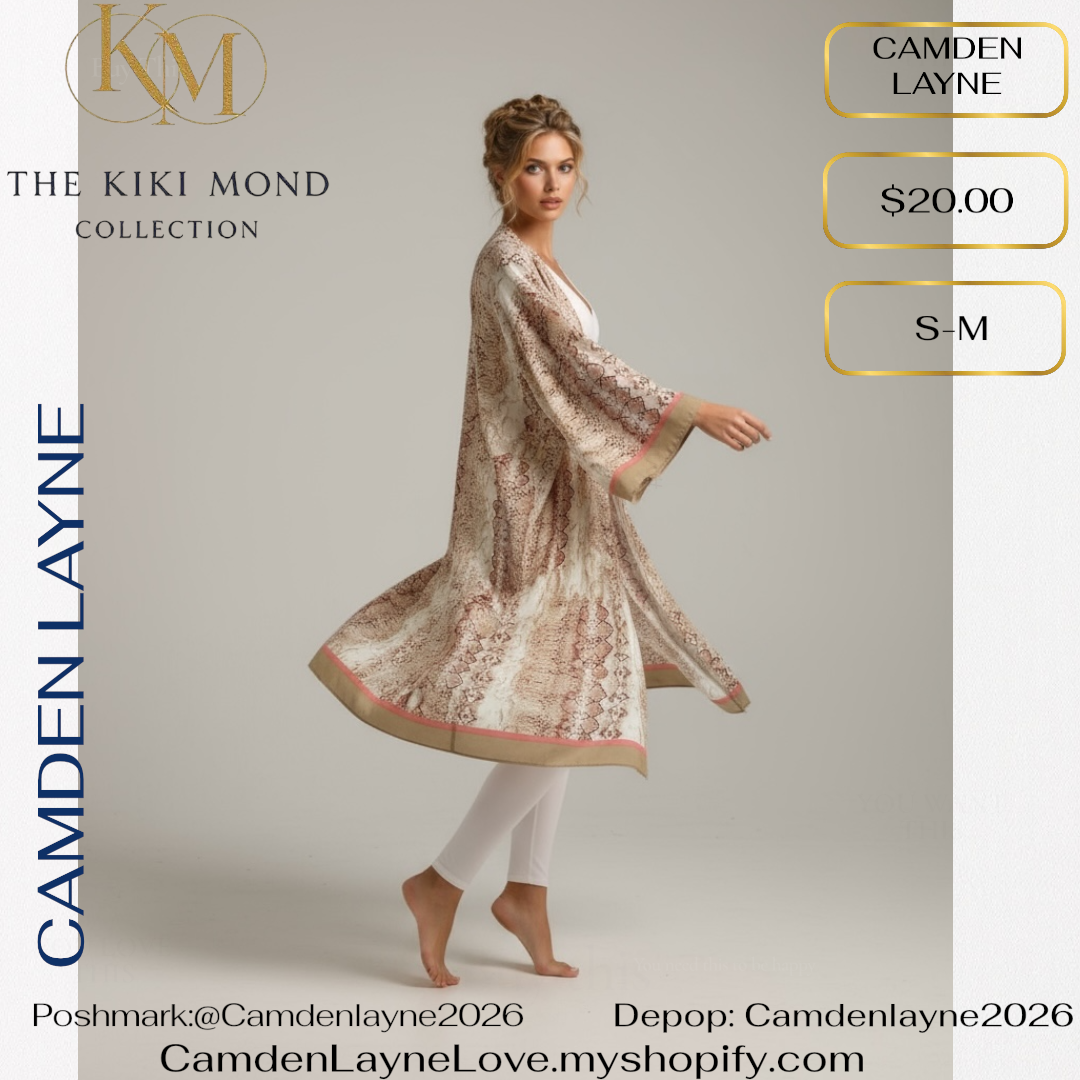 Camden Layne Snake Skin Print Cardigan Style Kimono