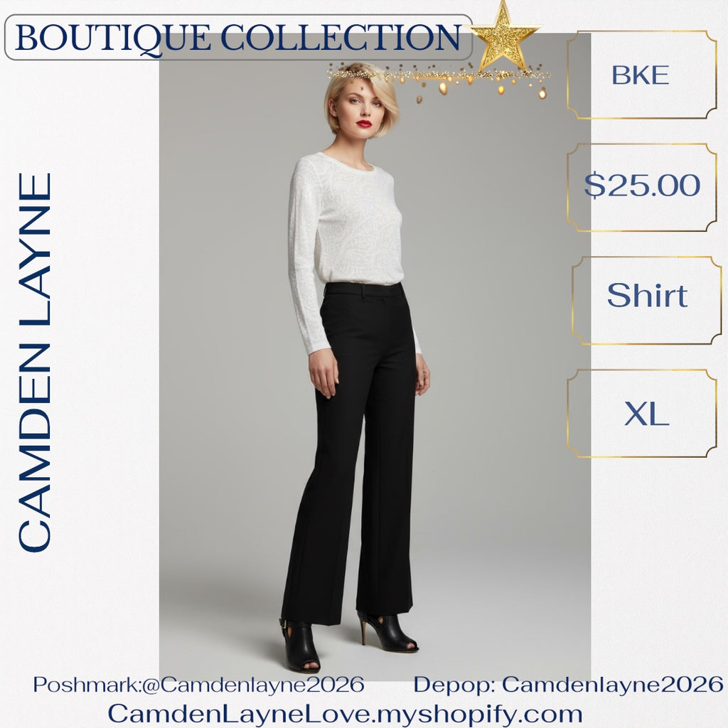 BKE White Semi-Sheer Burnout Blouse