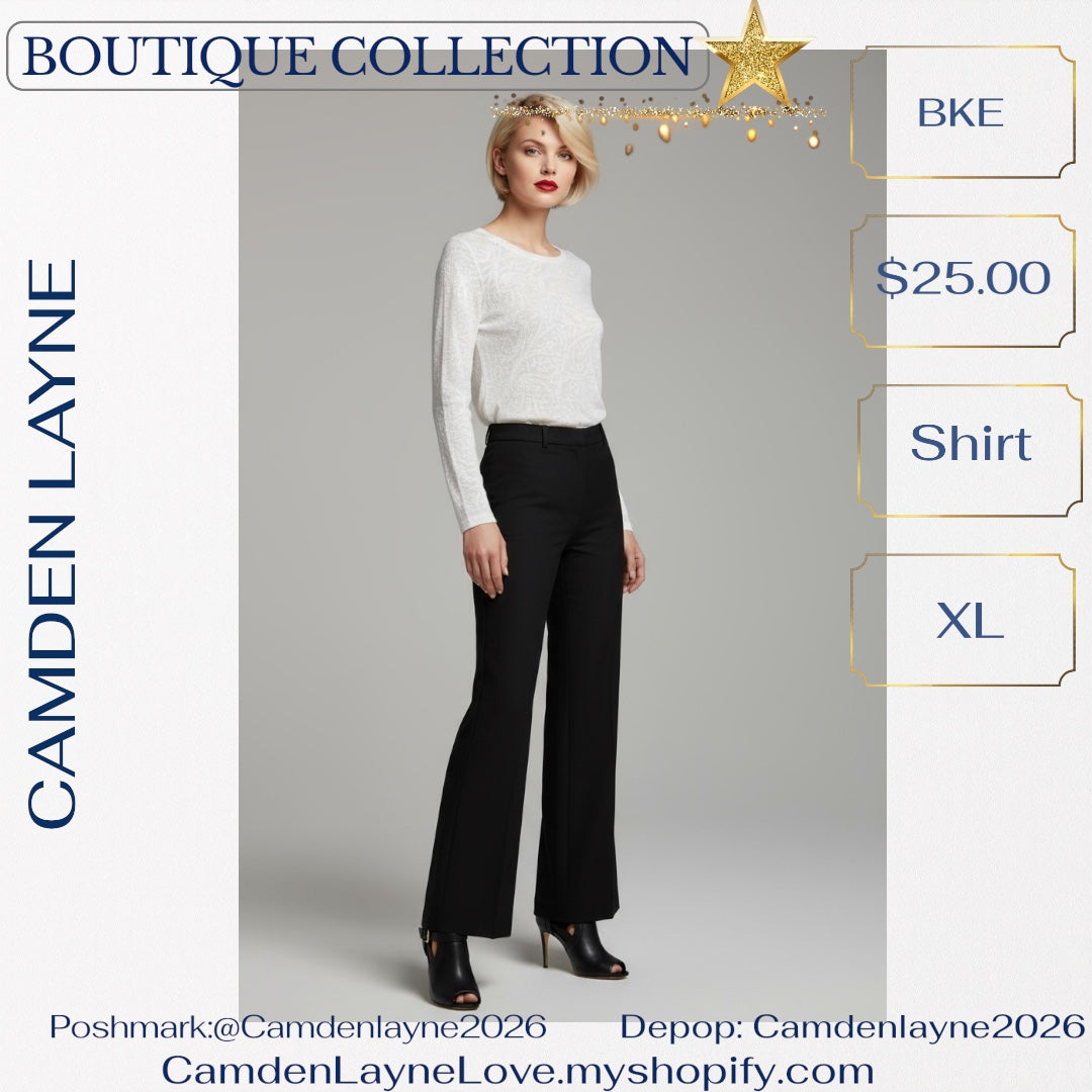 BKE White Semi-Sheer Burnout Blouse