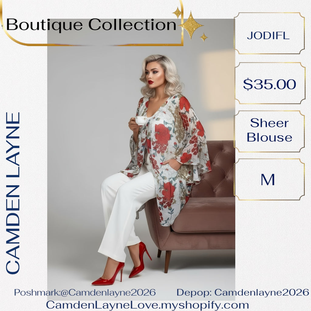 Jodifl Sheer Bell Sleeve Blouse