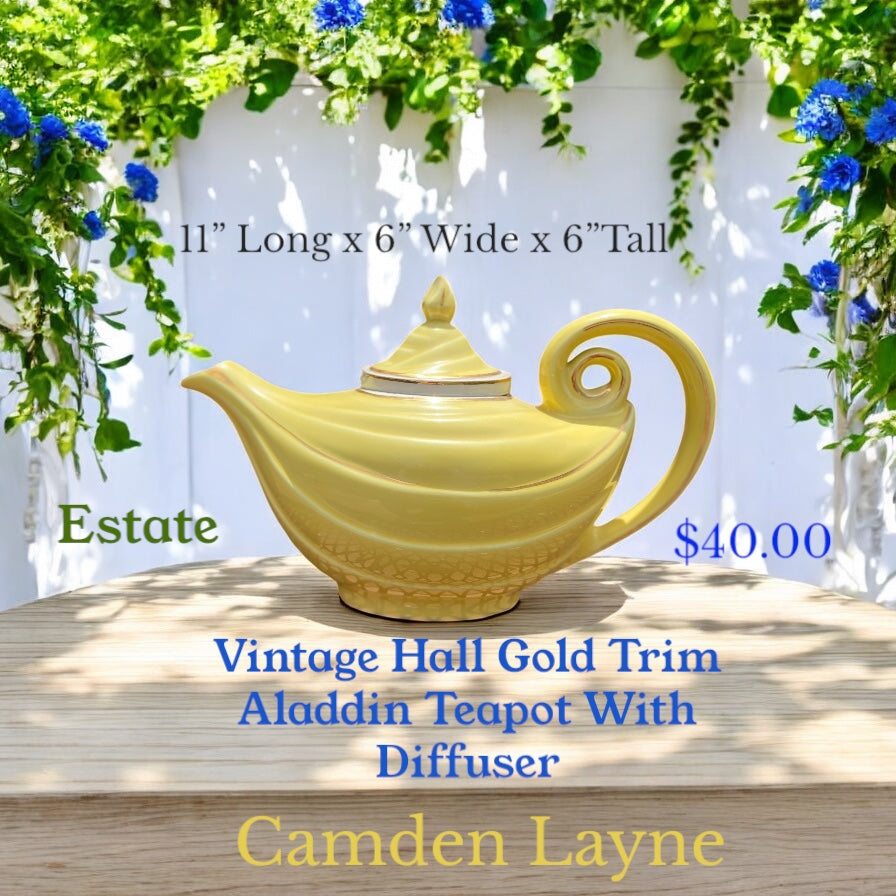 Vintage Hall Gold Trim Aladdin Teapot With Diffuser - Camden Layne
