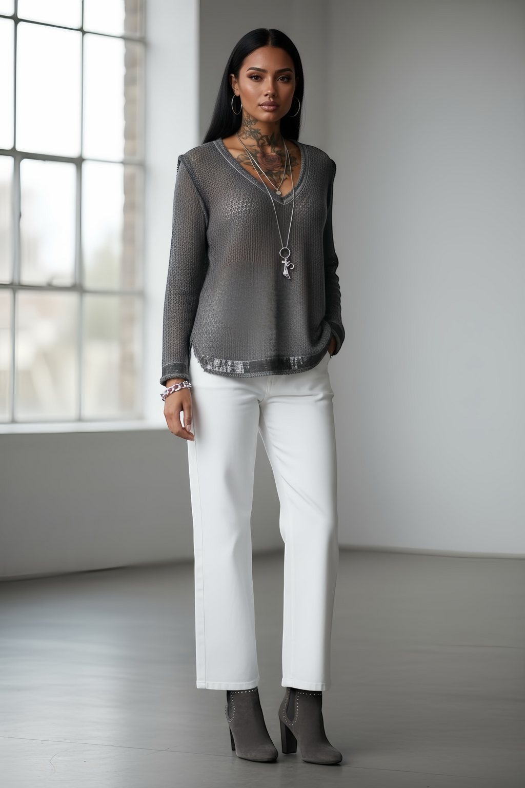 ANAMA Dark Gray Knitted Pullover