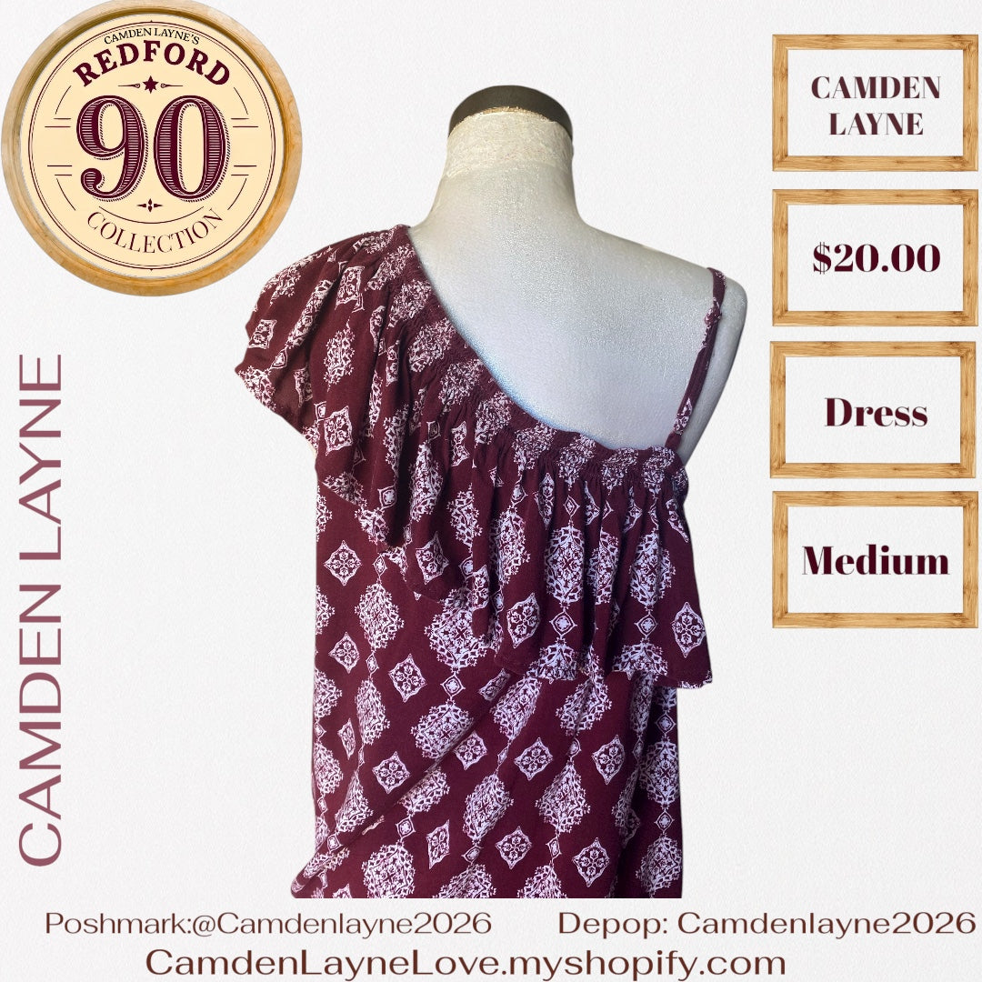 Camden Layne Burgundy off shoulder dress