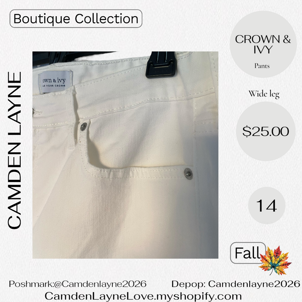 Crown & Ivey Wide Leg White Slacks