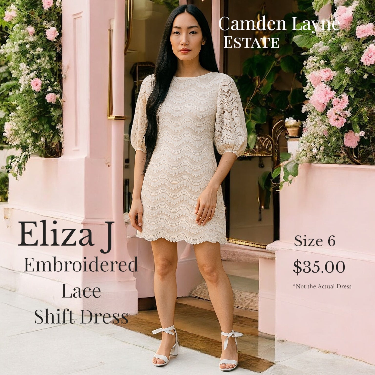 Eliza J Embroidered Lace Shift Dress - Camden Layne