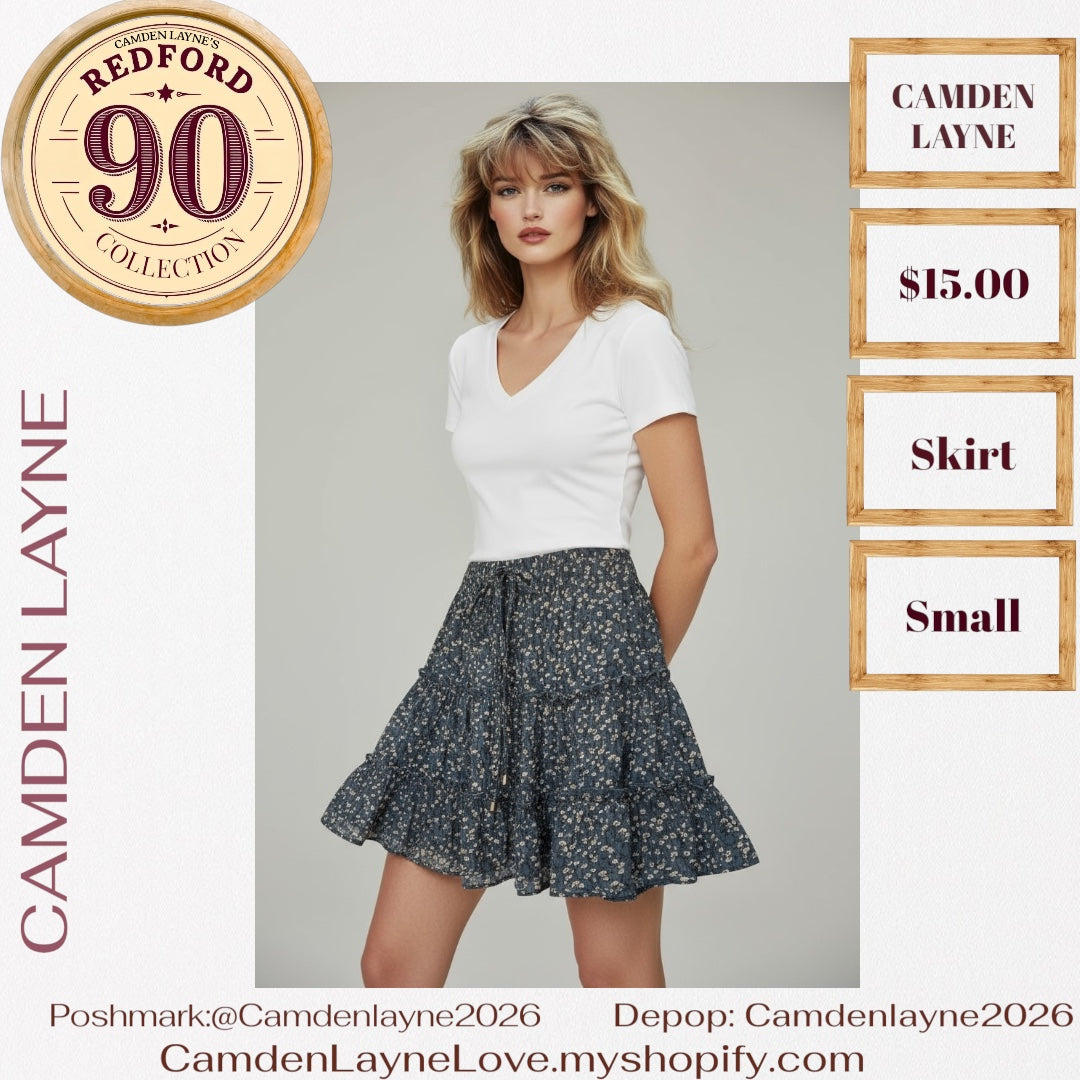 Camden Layne’s Blue Floral Patterned Tiered Skirt