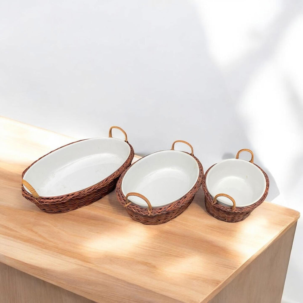 Three Temptations Wicker Ceramic Casserole Set - Camden Layne