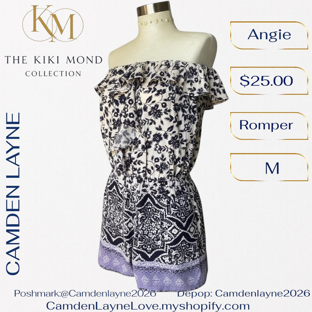 Angie Boho Romper in Black, White & Lilac