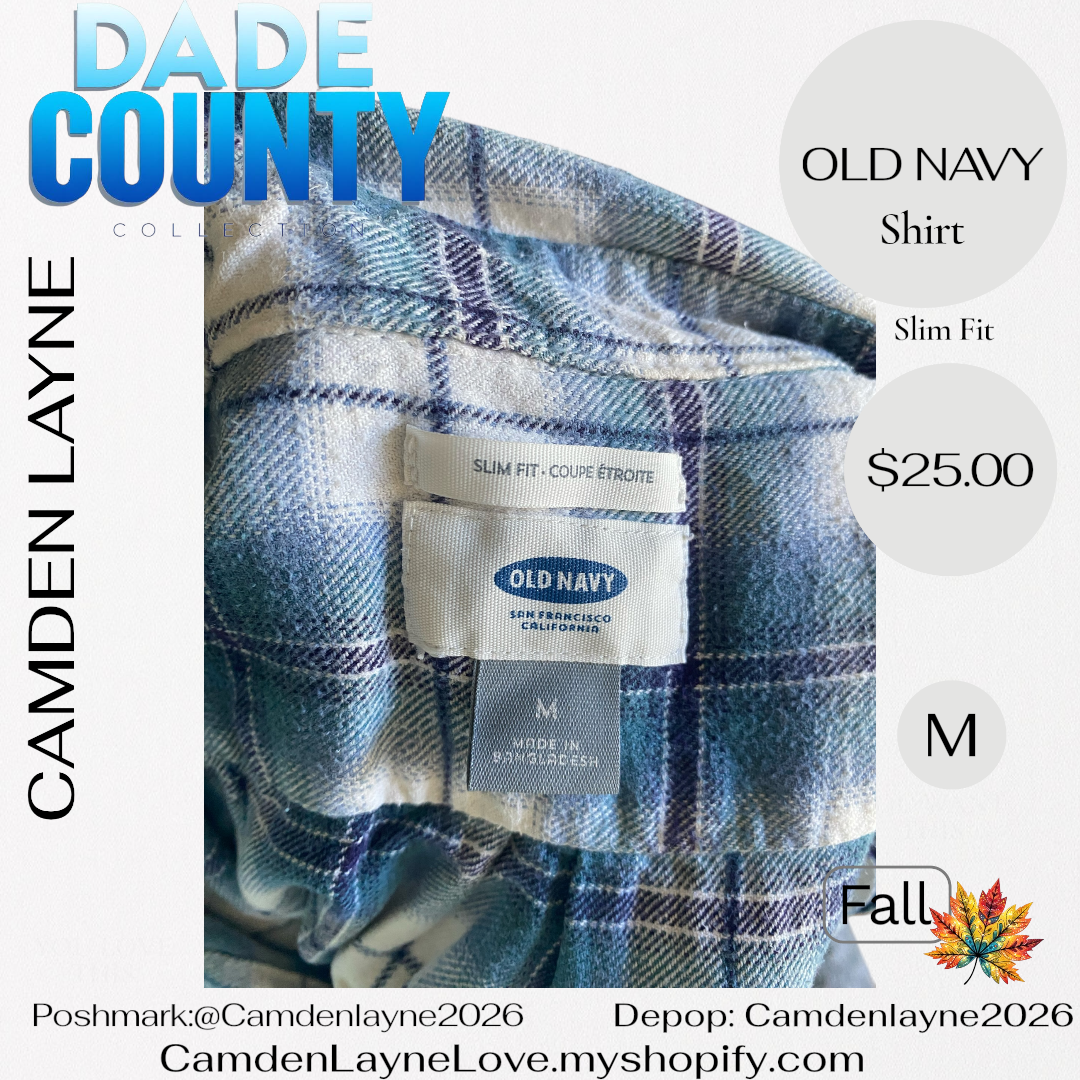 Old Navy Blue, Purple and White Button Down