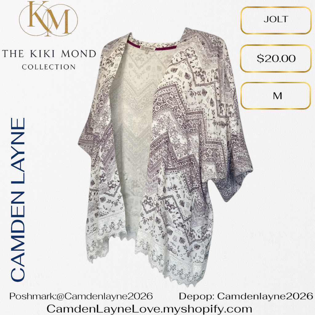 White & Light Purple Grey Lace bottom Kimono