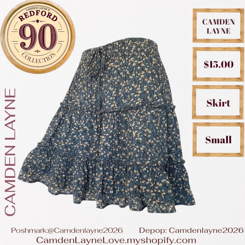 Camden Layne’s Blue Floral Patterned Tiered Skirt