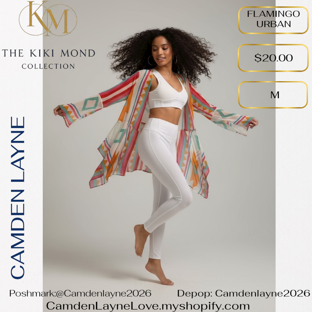 Flamingo Urban Multi Colored Geometric Kimono