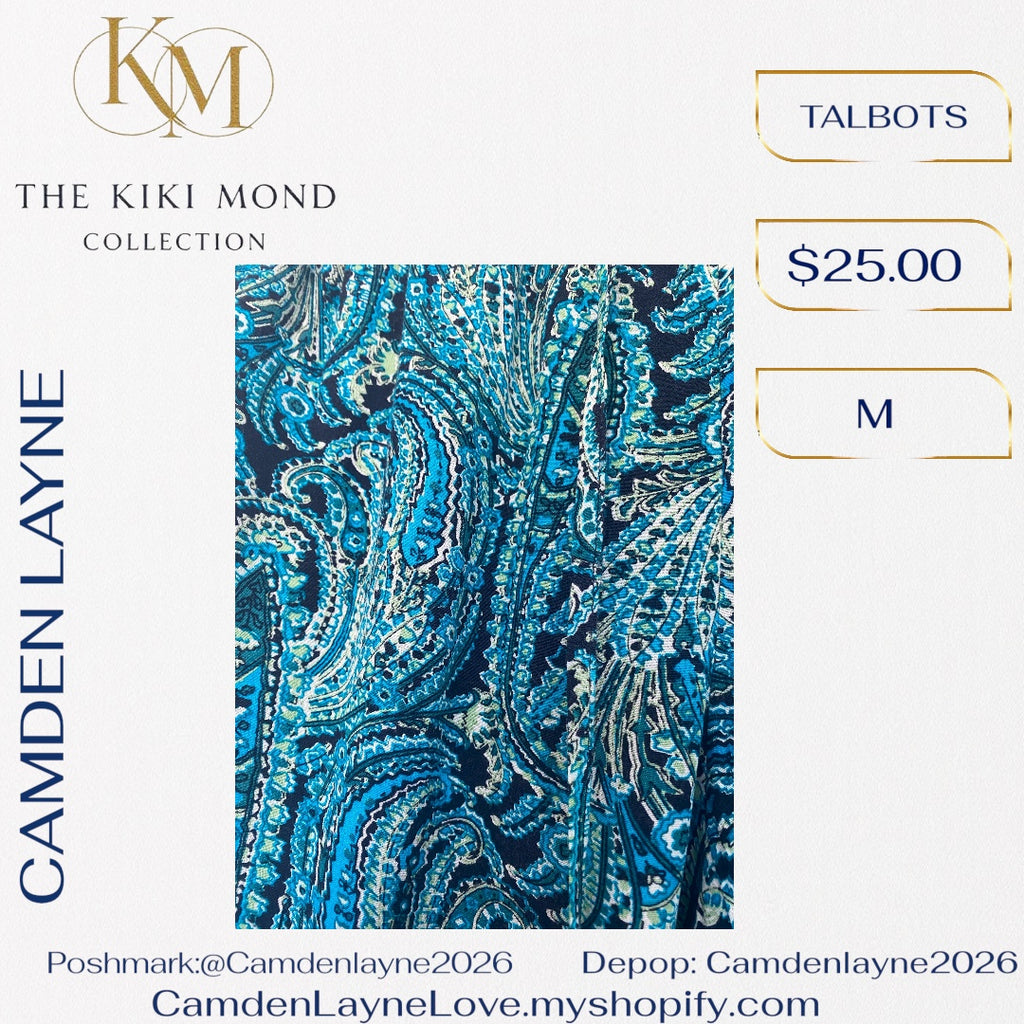 Talbots Blue & Teal Paisley Pants