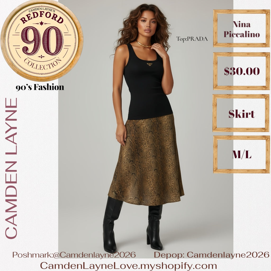 Vintage Nina Piccalino Snakeskin Print Skirt