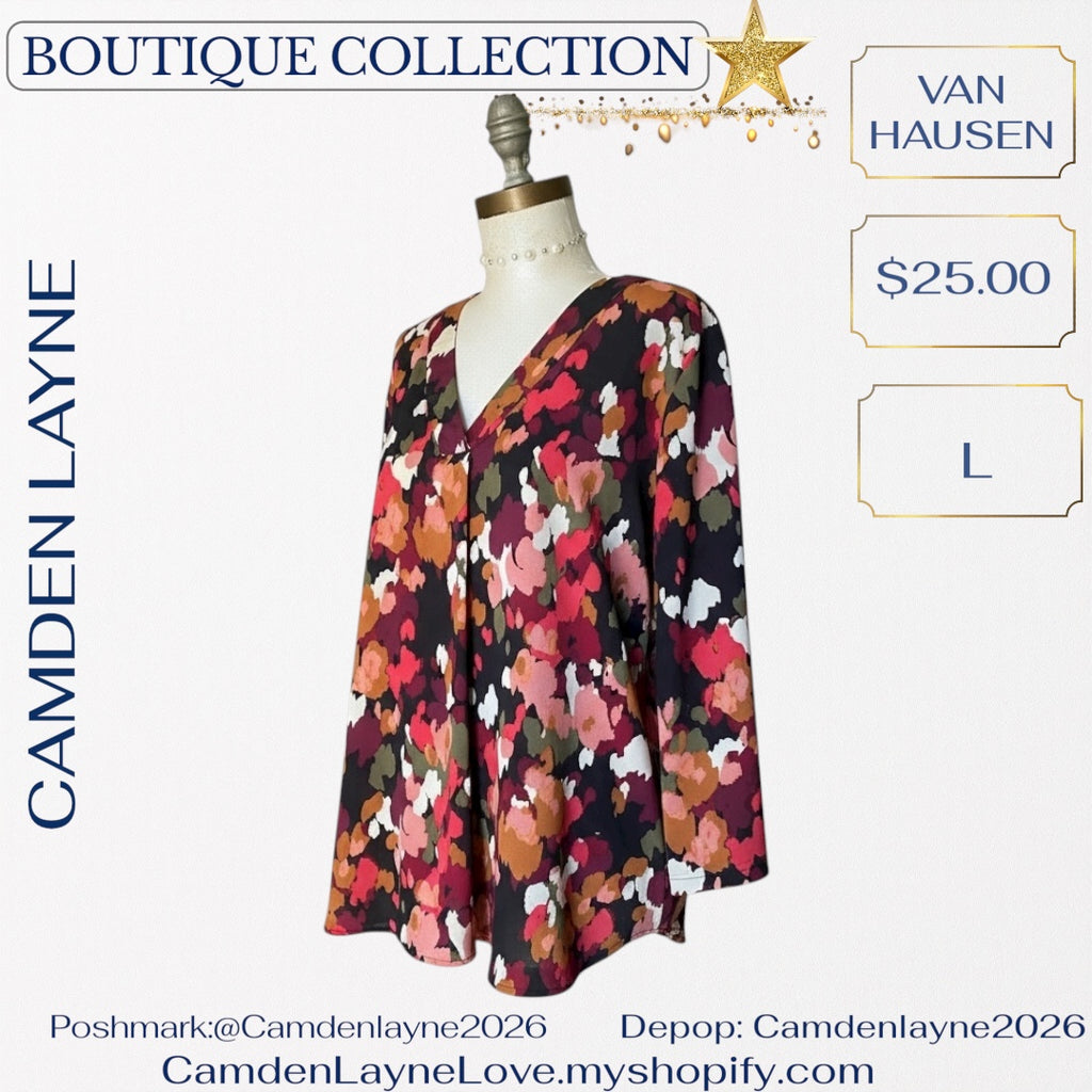 Van Hausen Multicolored Blouse in Orange, black & Pink