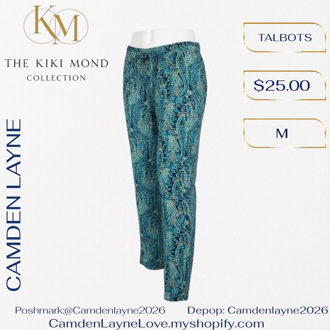 Talbots Blue & Teal Paisley Pants