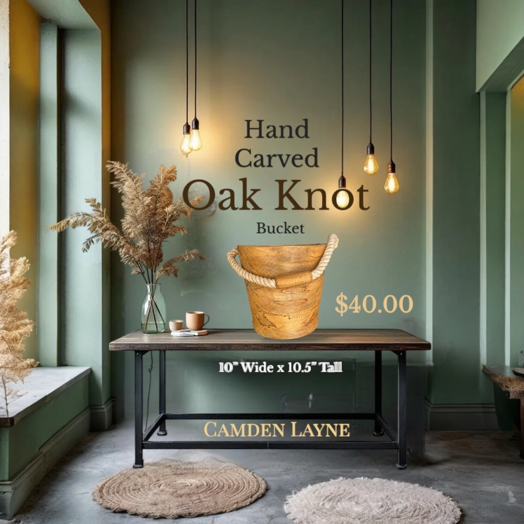 Oak Knot Hand Carved Bucket - Camden Layne