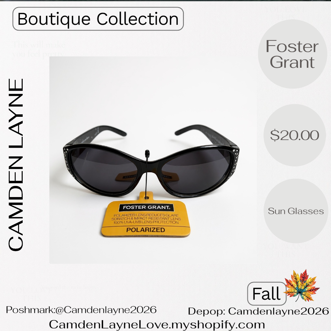 Foster Grant Black and Rhinestone Styled Sunglasses