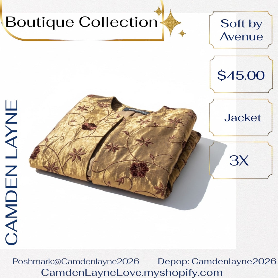 Soft By Avenue Metallic Brocade Jacket