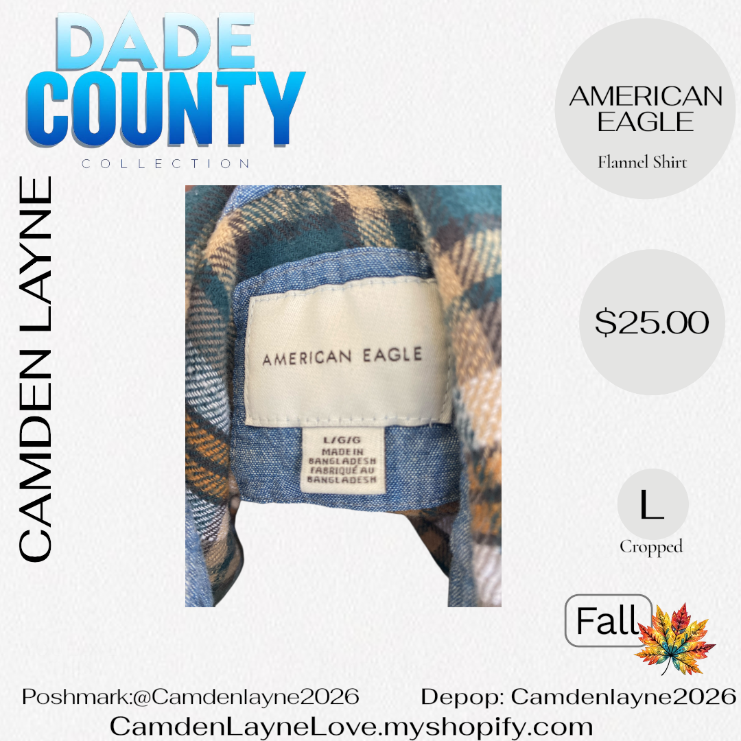 American Eagle Flannel Cropped button down