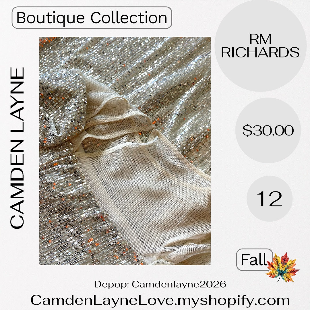 RM Richard’s Champagne Sequined Dress