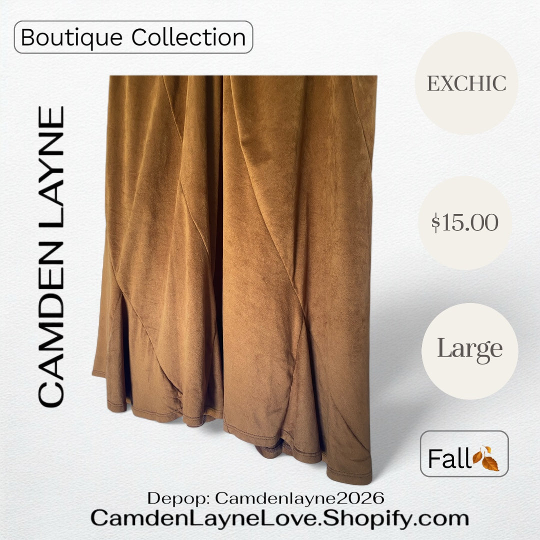 Exchic Faux Suede Long Skirt