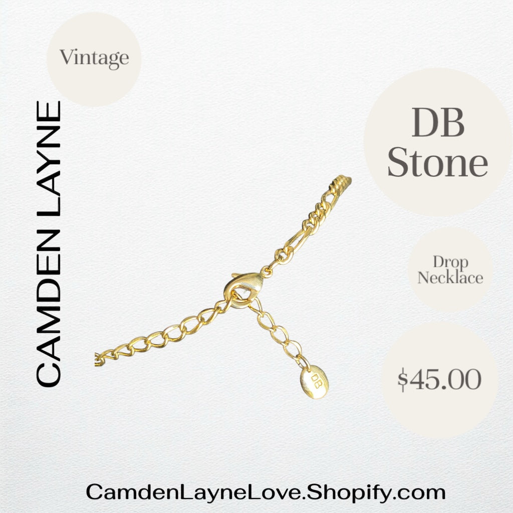 Vintage DB Stone Amber Drop Necklace