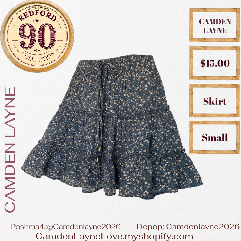 Camden Layne’s Blue Floral Patterned Tiered Skirt