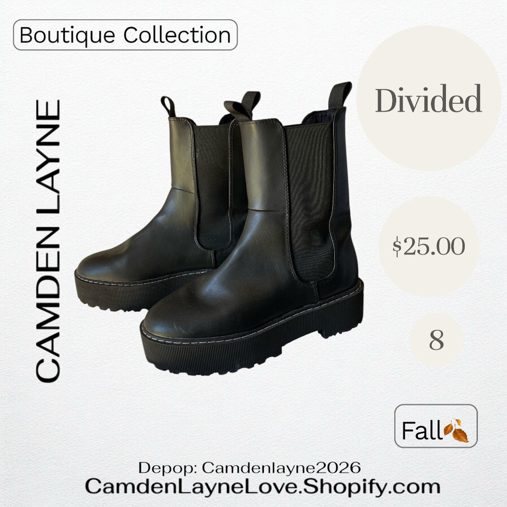 Divided Black Chelsea Boots 8-8.5