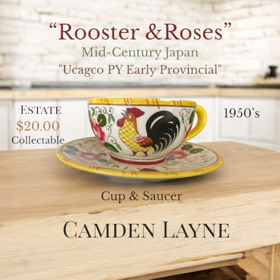 “Rooster & Roses” Mid-Century Japan (Set of 2) - Camden Layne
