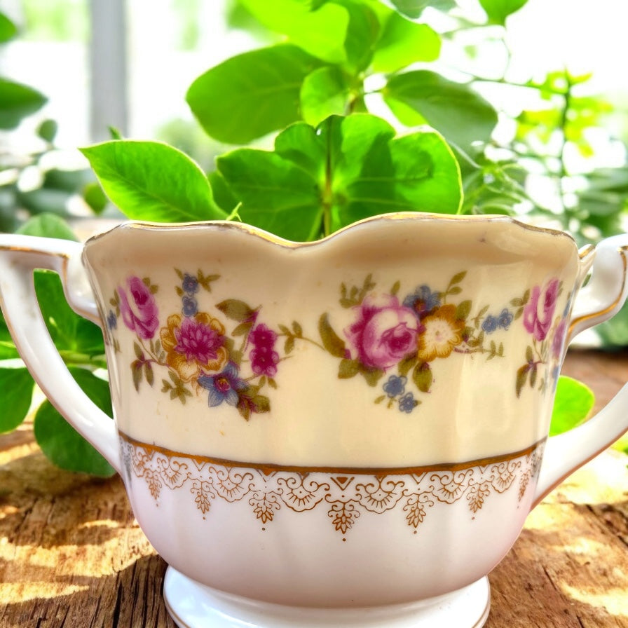 Vintage Gold Castle China Sugar Bowl - Camden Layne