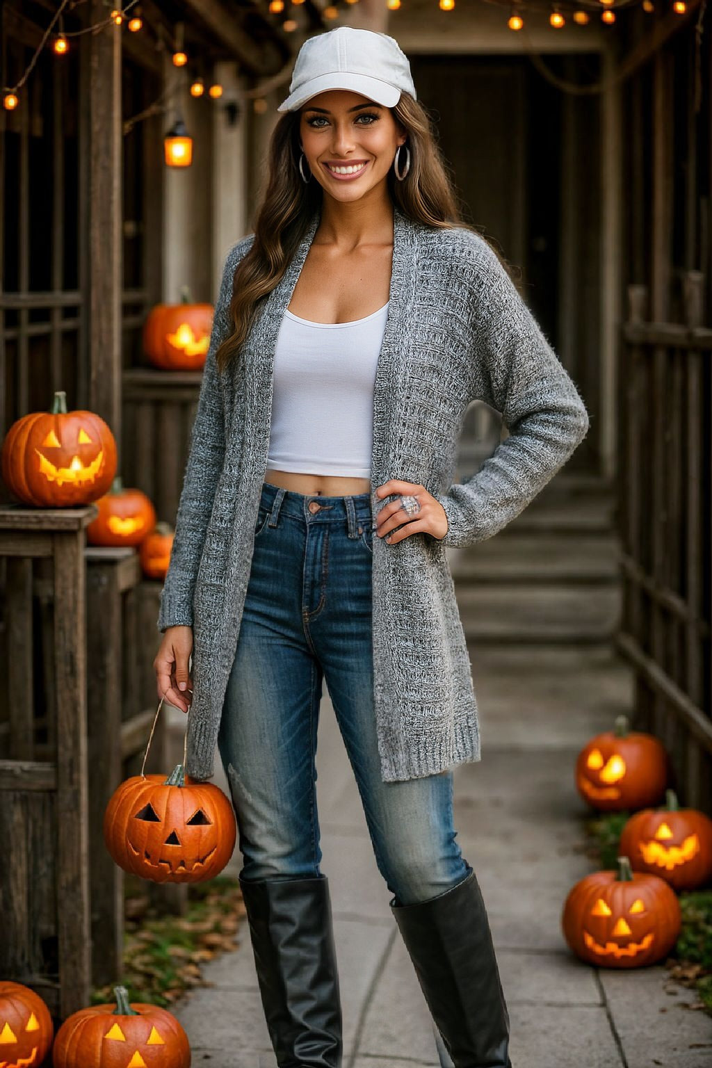 Hollister Gray Knit Long Sweater