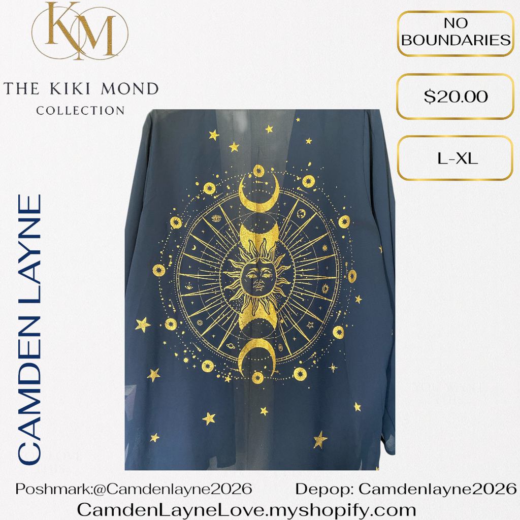 No Boundaries Cosmic Gold Foiled Kimono