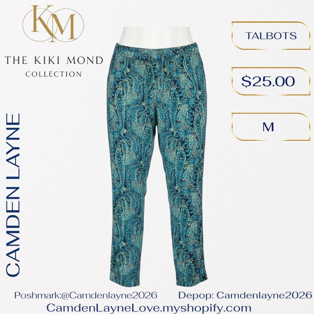 Talbots Blue & Teal Paisley Pants