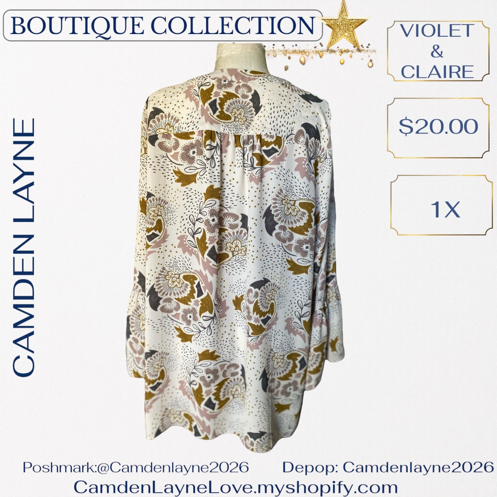 Violet & Clair Tranquil Print will bell sleeves