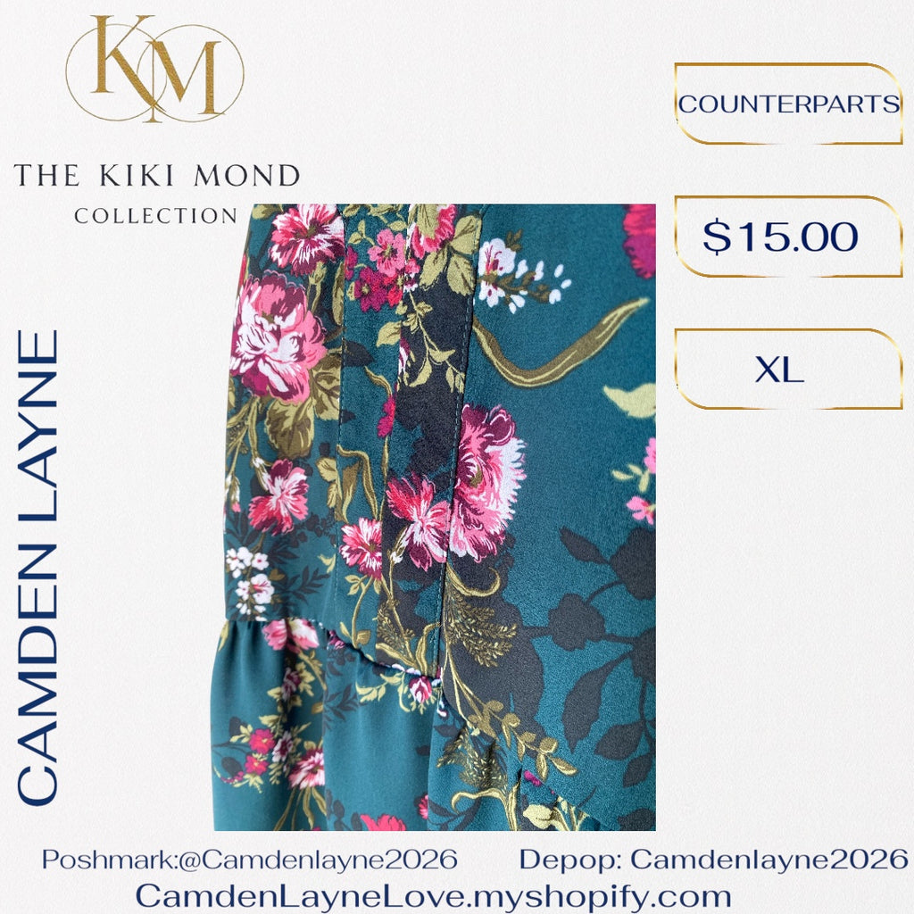 Counterparts Blue Green Floral Blouse